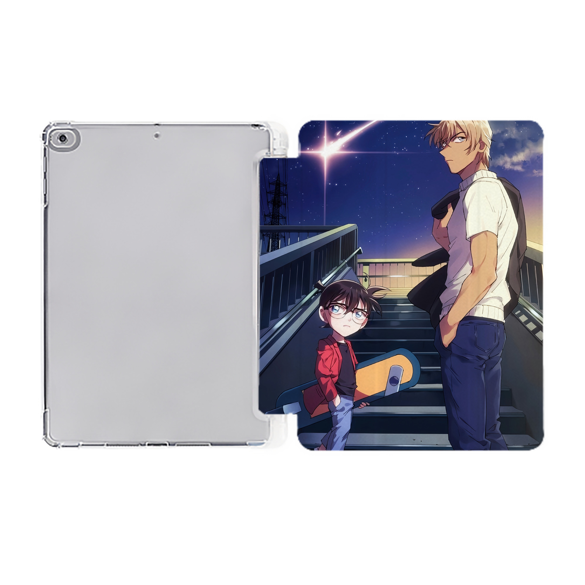 （画像用） 名探偵コナン Detective Conan IPad ケース ペン収納付き 三つ折りスタンド PUレザー×シリコン 対応機種9.5/10.5/10.9インチ